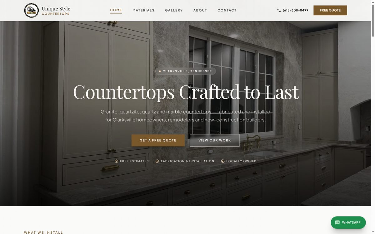 Web de Unique Style Countertops hecha por All Connect Digital